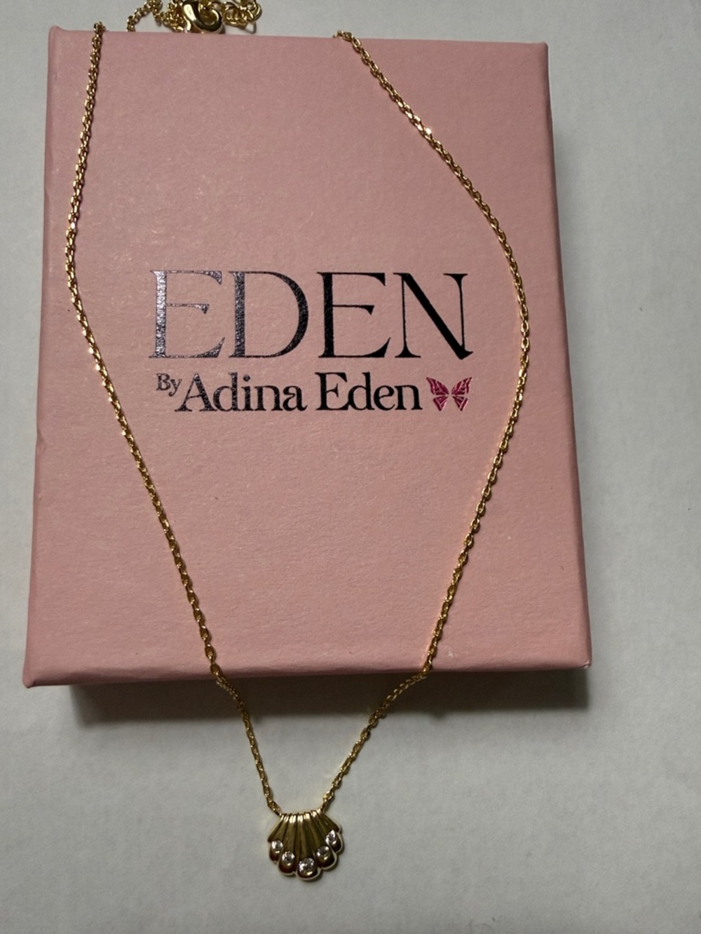 Adina Eden Gold Shell Pendant Necklace with Bead Accents